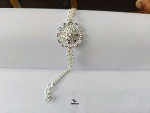 Elegant Pure Silver Flower Rakhi