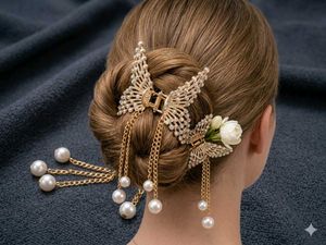 Elegant Butterfly Pearl Hair Claw