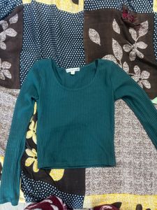 Emerald Green Ribbed Long Sleeve Top