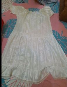 Vintage Lace Trimmed White Dress