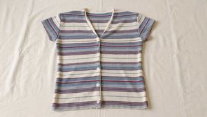 Striped Button-Up Knit Top