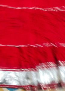 Red Tiered Kurta Set with Silver Accents