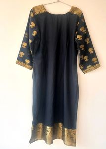 Ethnic Gold And Black Kurti With Dupatta