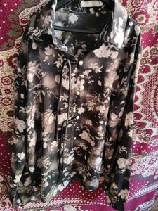 Floral Print Collared Button-Up Shirt