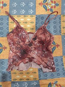 Sheer Floral Print Cami Top