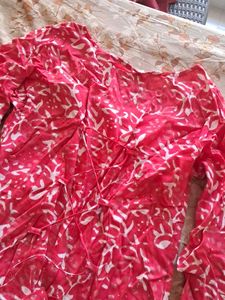 pink ethnic square neck kurti with corset back 💖
