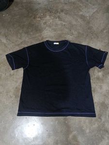 Black T-Shirt with Purple Stitching