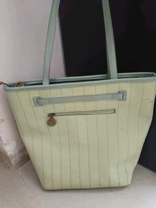 Light Green Textured Tote Bag