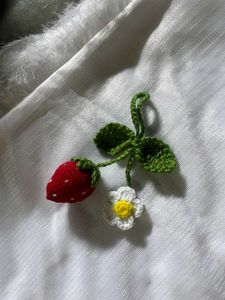 Handmade Crochet Strawberry & Flower Charm