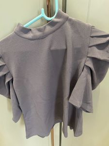 Stylish Grey Puff Sleeve Top