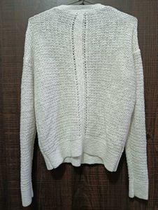 White Knit Long Sleeve Top