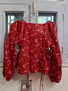 Red Floral Print Top