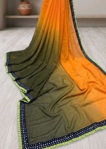 Vibrant Ombre Saree with Embellished Border