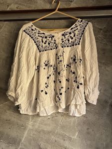 Embroidered Cream Blouse