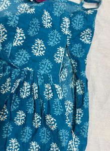 Blue Floral Print Maxi Dress