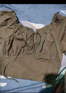 Chic Brown Puff Sleeve Top