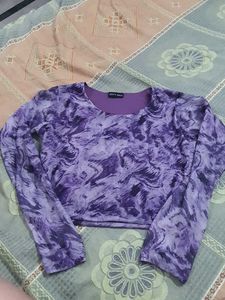 purple MESH Tie-Dye Long Sleeve Top