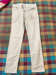 mens Light Beige Straight Leg Jeans