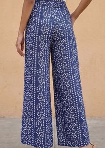 💙 Blue Print High-Waist Wide-Leg Palazzo Pants
