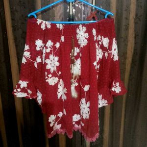 Boho Floral Off-Shoulder Top
