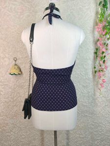 Retro Print Halter Bikini Top