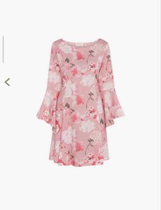 Chic Pink Floral Bell Sleeve Dress