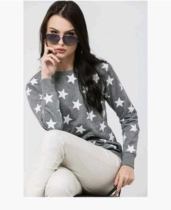 Grey Star Print Sweatshirt