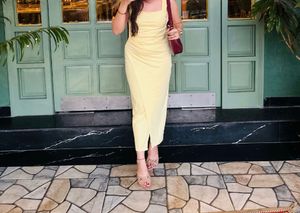 Elegant Yellow Midi Dress
