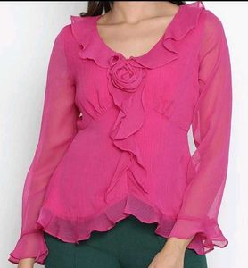 Ruffled Pink Chiffon Top