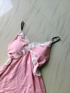 Pink Lace Trim Camisole Nightgown