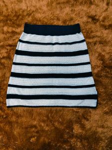 Striped Crochet Mini Skirt