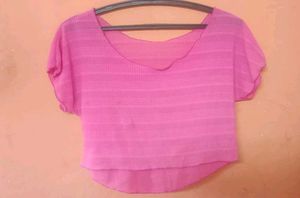 ZARA Women's Pink Textured Crop Top