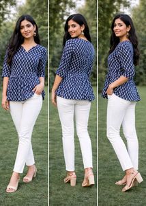 Stylish Blue Printed Kurti