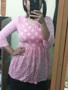Pink Printed Kurta