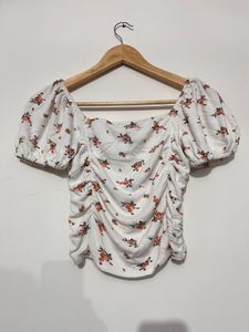 Floral Print Ruched Top
