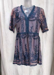 1208. Boho Lace Embroidered Mini Dress romper