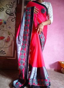 Fancy saree with readymade blouse