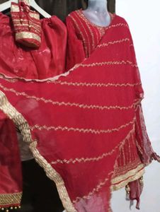 beautiful dark pink💕 kurti with duppatta and pent