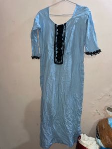 Light Blue Kurta  set Black Embellishments