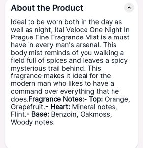 Perfume Mist For Men-One Night In Prague