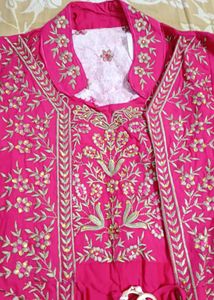 New Stunning Pink Embroidered Floor Length kurta