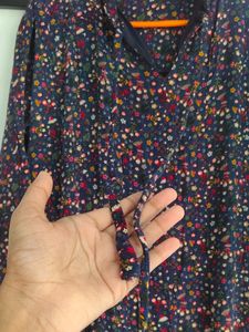 Blue Multicolor Floral Long Top XXL Size