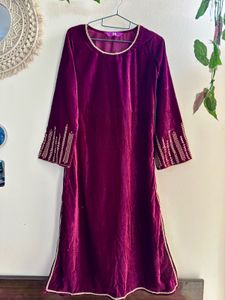 Velvet Embroidered Suit set with pant & dupatta