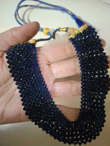 Sparkling Dark Blue Beaded Necklace