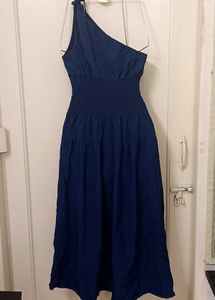 Blue One-Shoulder Midi Dress