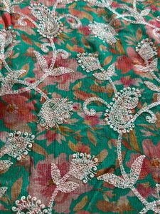 Koskii Sea Green Floral Print Sharara Set