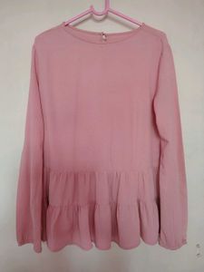 Pink Tiered Long Sleeve Top