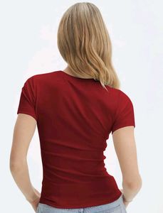 Burgundy round neck regular T-shirt