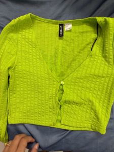 Lime Green Ribbed Crop Top