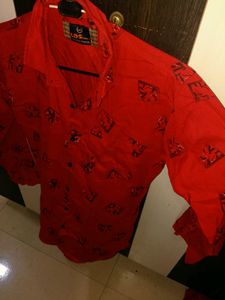 Red Printed Long Sleeve Shirt